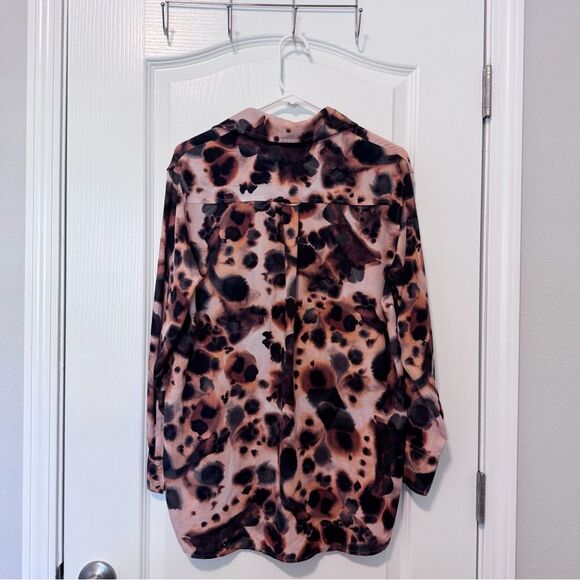 Aritzia Wilfred Free Brinley TieDye Blouse Cider Gold Oversized Button Front XXS - Picture 8 of 10